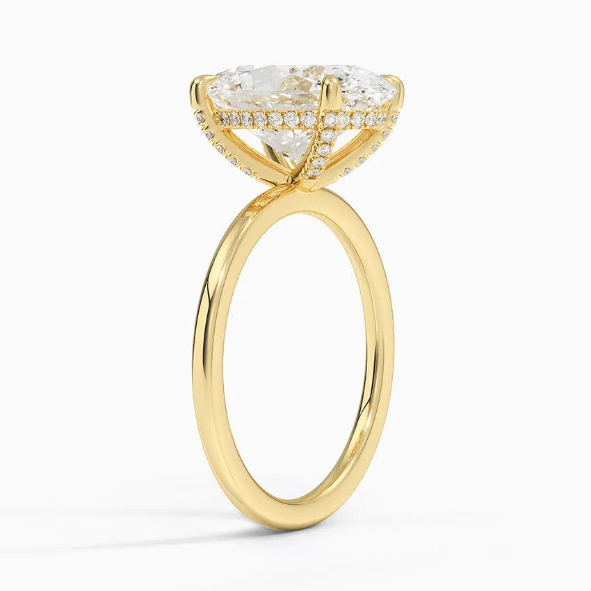 4.15 Karat Oval Kesim Hidden Halo Tasarım Tektaş Laboratuvar Pırlanta Yüzük - Gilora - Bold Diamonds