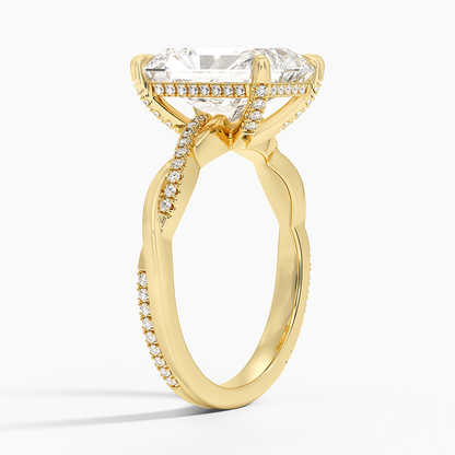 4.25 Karat Radiant Kesim Hidden Halo Tasarım Tektaş Laboratuvar Pırlanta Yüzük 18K  - Talora