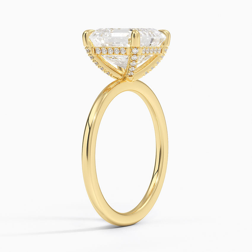 4.15 Karat Asscher Kesim Hidden Halo Tasarım Tektaş Laboratuvar Pırlanta Yüzük - Valencia