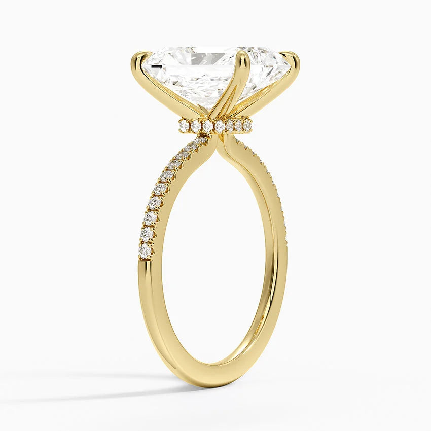 4.25 Karat Radiant Kesim Hidden Halo Tasarım Tektaş Laboratuvar Pırlanta Yüzük - Filora - Bold Diamonds