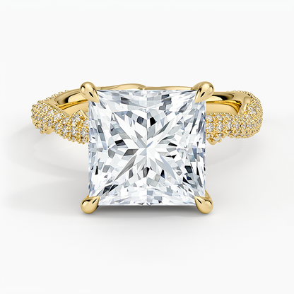 4.75 Prenses Kesim Hidden Halo Tasarım Tektaş Laboratuvar Pırlanta Yüzük - Filara