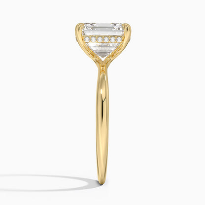 4.10 Karat Asscher Kesim Hidden Halo Tasarım Tektaş Laboratuvar Pırlanta Yüzük 18K  - Alvora - Bold Diamonds