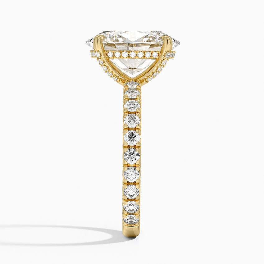 4.75 Karat Oval Kesim Hidden Halo Tasarım Tektaş Laboratuvar Pırlanta Yüzük 18K  - Selora - Bold Diamonds