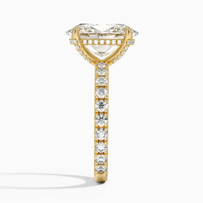 4.75 Karat Oval Kesim Hidden Halo Tasarım Tektaş Laboratuvar Pırlanta Yüzük 18K  - Selora