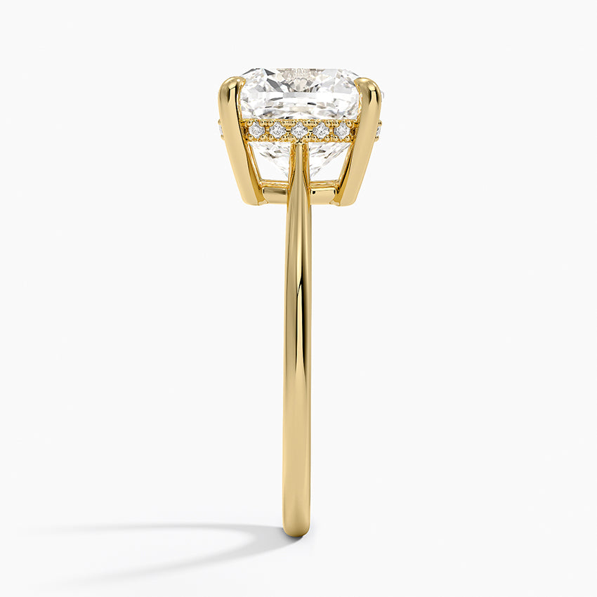 4.10 Cushion Kesim Hidden Halo Tasarım Tektaş Laboratuvar Pırlanta Yüzük - Tilora