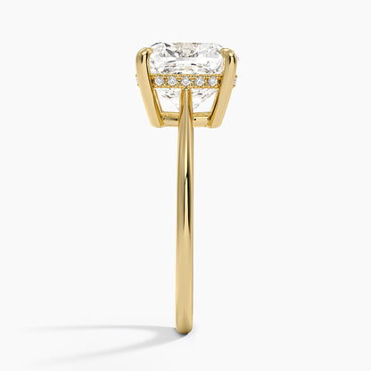 4.10 Cushion Kesim Hidden Halo Tasarım Tektaş Laboratuvar Pırlanta Yüzük - Tilora