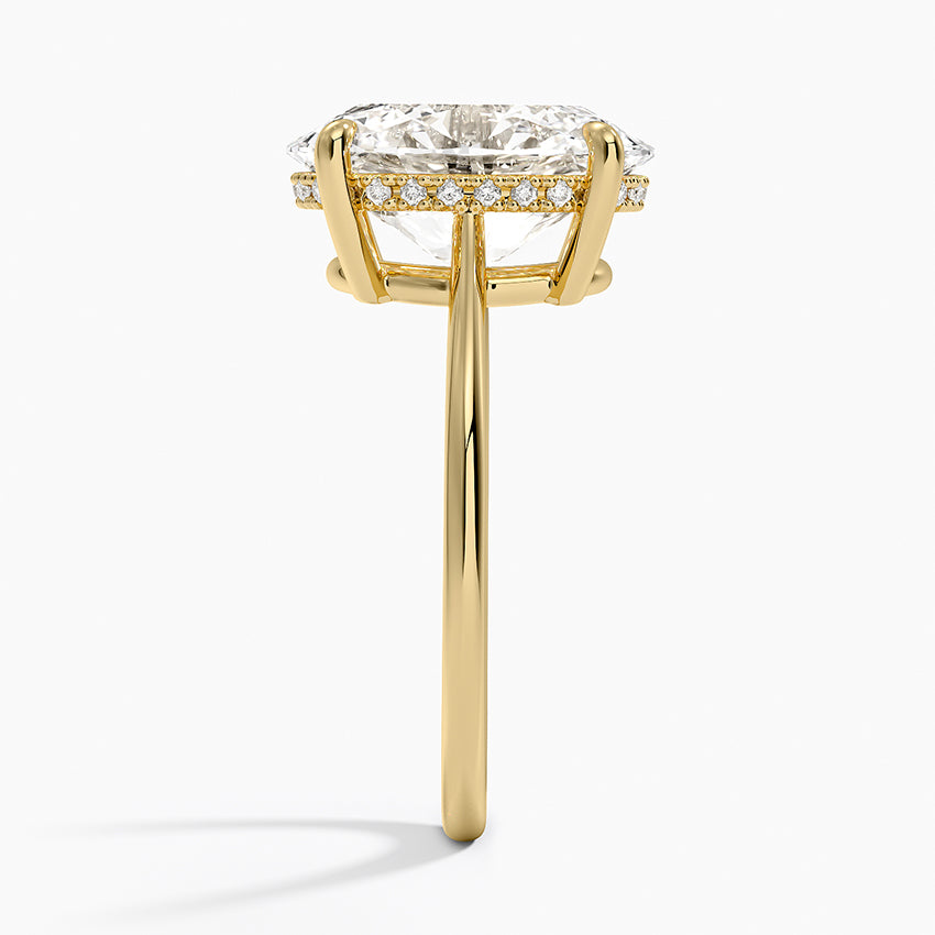 4.10 Oval Kesim Hidden Halo Tasarım Tektaş Laboratuvar Pırlanta Yüzük - Tilora