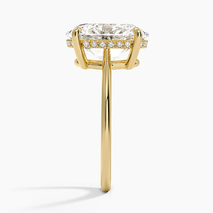 4.10 Oval Kesim Hidden Halo Tasarım Tektaş Laboratuvar Pırlanta Yüzük - Tilora