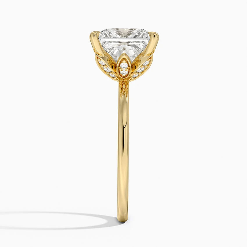 4.15 Karat Prenses Kesim Hidden Halo Tasarım Tektaş Laboratuvar Pırlanta Yüzük - Delora - Bold Diamonds