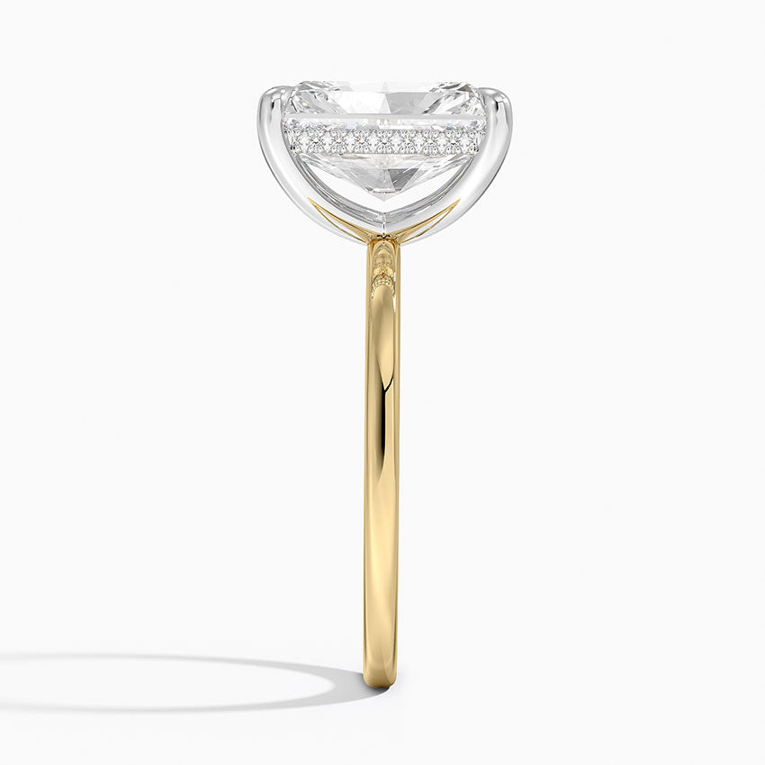 4.10 Karat Radiant Kesim Hidden Halo Tasarım Tektaş Laboratuvar Pırlanta Yüzük 18K  - Elora - Bold Diamonds
