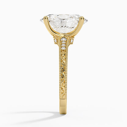 4.15 Oval Kesim Hidden Halo Tasarım Tektaş Laboratuvar Pırlanta Yüzük - Silora