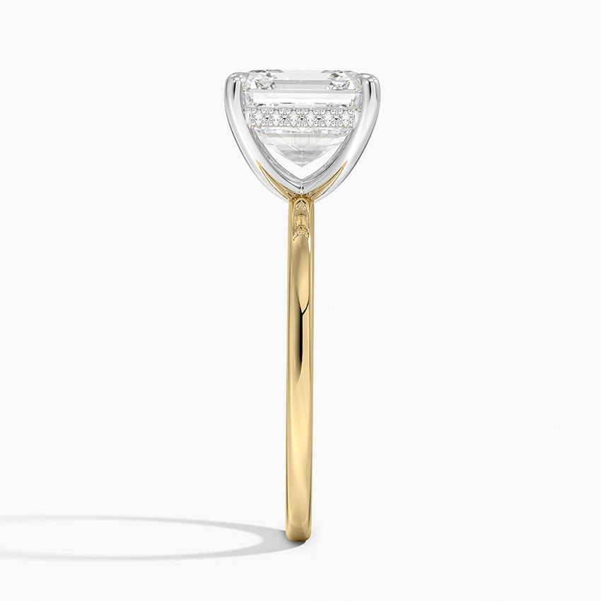 4.10 Karat Asscher Kesim Hidden Halo Tasarım Tektaş Laboratuvar Pırlanta Yüzük 18K  - Elora - Bold Diamonds