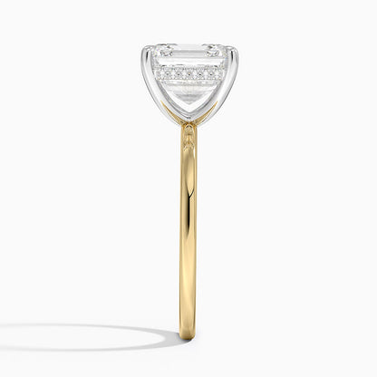 4.10 Karat Asscher Kesim Hidden Halo Tasarım Tektaş Laboratuvar Pırlanta Yüzük 18K  - Elora - Bold Diamonds