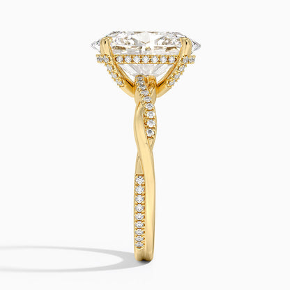 4.25 Karat Oval Kesim Hidden Halo Tasarım Tektaş Laboratuvar Pırlanta Yüzük 18K  - Talora