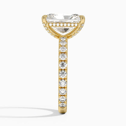4.75 Karat Radiant Kesim Hidden Halo Tasarım Tektaş Laboratuvar Pırlanta Yüzük 18K  - Selora