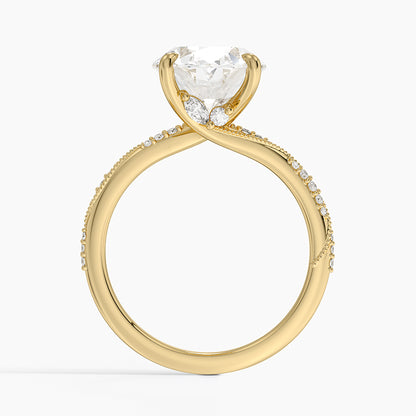 4.25 Karat Oval Kesim Hidden Halo Tasarım Tektaş Laboratuvar Pırlanta Yüzük 18K  - Melora