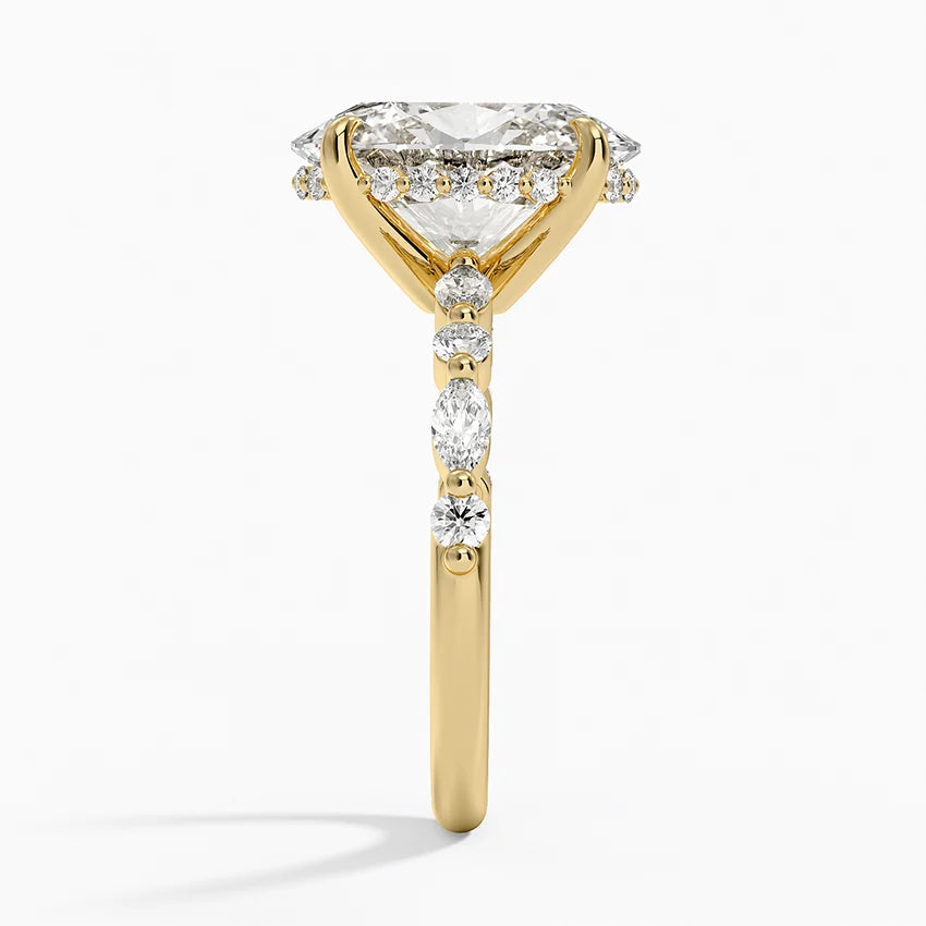 4.50 Karat Oval Kesim Hidden Halo Tasarım Tektaş Laboratuvar Pırlanta Yüzük - Verona