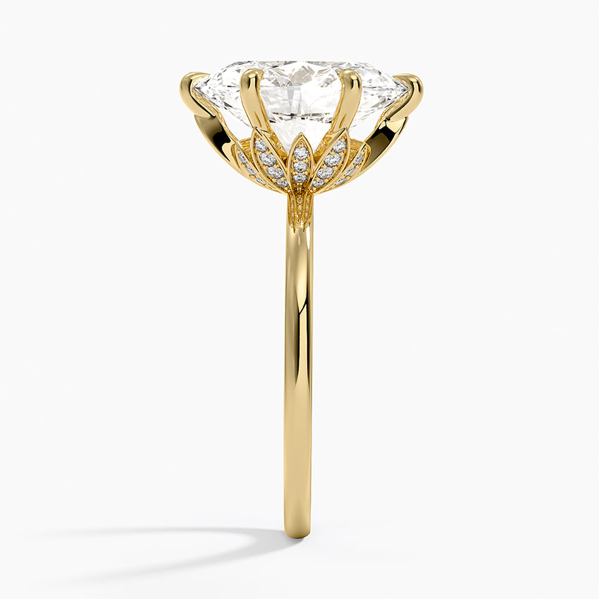 Altı Tırnak 4.15 Karat Oval Kesim Hidden Halo Tasarım Tektaş Laboratuvar Pırlanta Yüzük - Delora - Bold Diamonds