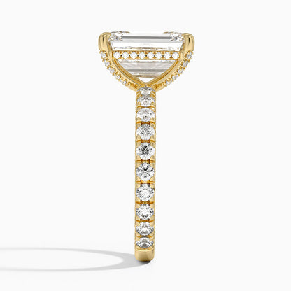 4.75 Karat Emerald Kesim Hidden Halo Tasarım Tektaş Laboratuvar Pırlanta Yüzük 18K  - Selora