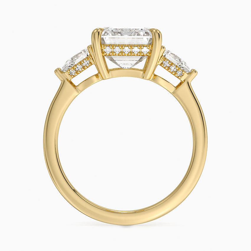 4.50 Emerald Kesim Hidden Halo Tasarım Tektaş Laboratuvar Pırlanta Yüzük - Nilora