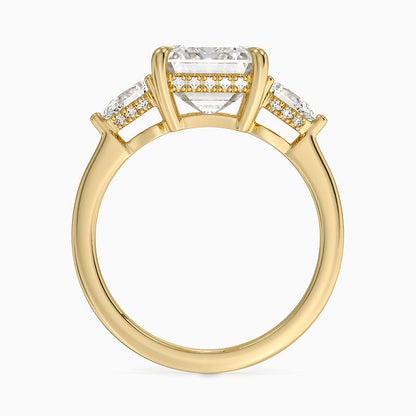 4.50 Emerald Kesim Hidden Halo Tasarım Tektaş Laboratuvar Pırlanta Yüzük - Nilora