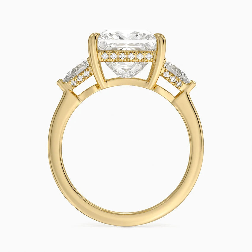 4.50 Prenses Kesim Hidden Halo Tasarım Tektaş Laboratuvar Pırlanta Yüzük - Nilora