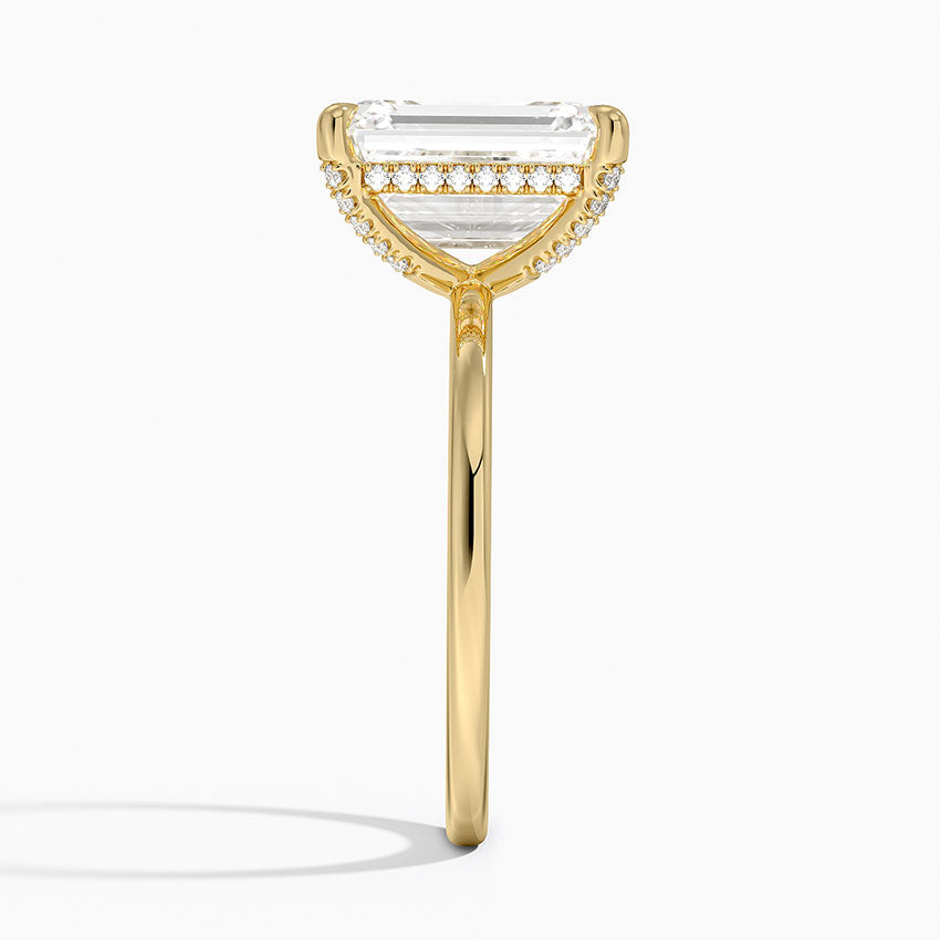 4.15 Karat Emerald Kesim Hidden Halo Tasarım Tektaş Laboratuvar Pırlanta Yüzük - Gilora - Bold Diamonds