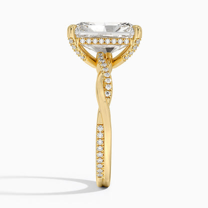 4.25 Karat Radiant Kesim Hidden Halo Tasarım Tektaş Laboratuvar Pırlanta Yüzük 18K  - Talora