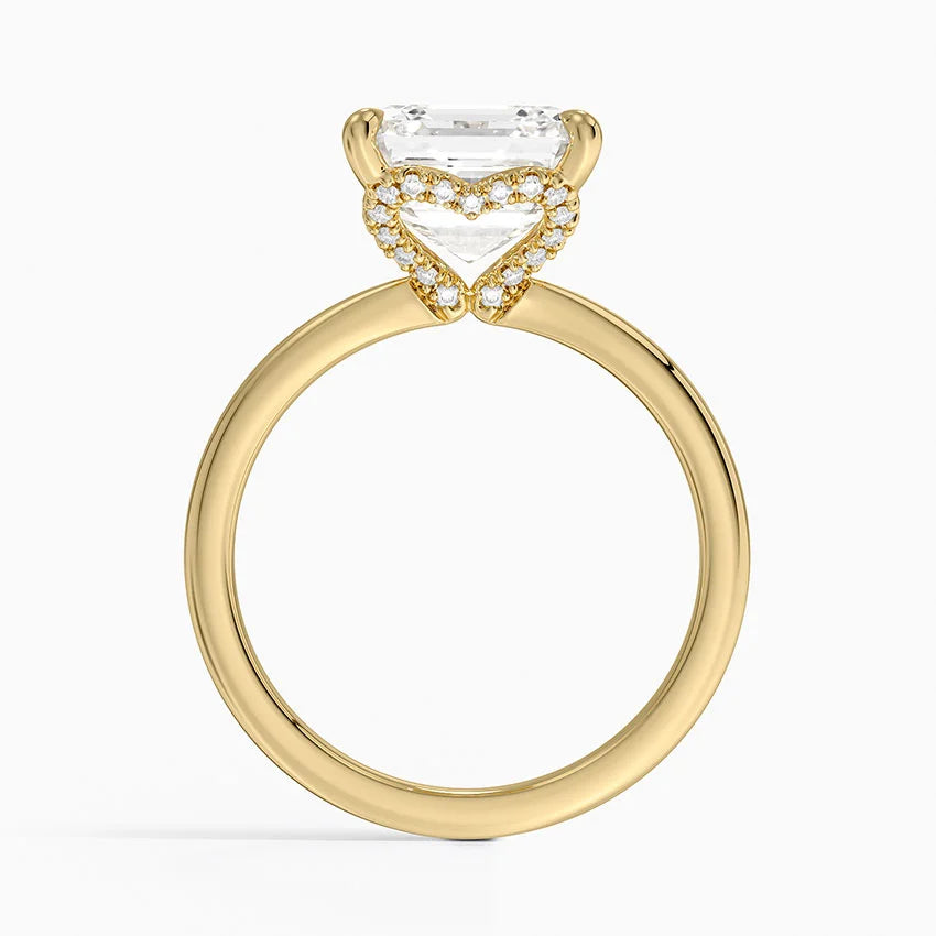 4.15 Asscher Kesim Hidden Halo Tasarım Tektaş Laboratuvar Pırlanta Yüzük - Vilora