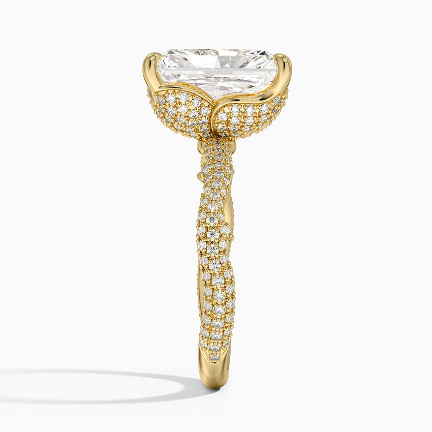 4.75 Karat Radiant Kesim Hidden Halo Tasarım Tektaş Laboratuvar Pırlanta Yüzük - Sorrento