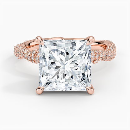 4.75 Prenses Kesim Hidden Halo Tasarım Tektaş Laboratuvar Pırlanta Yüzük - Filara