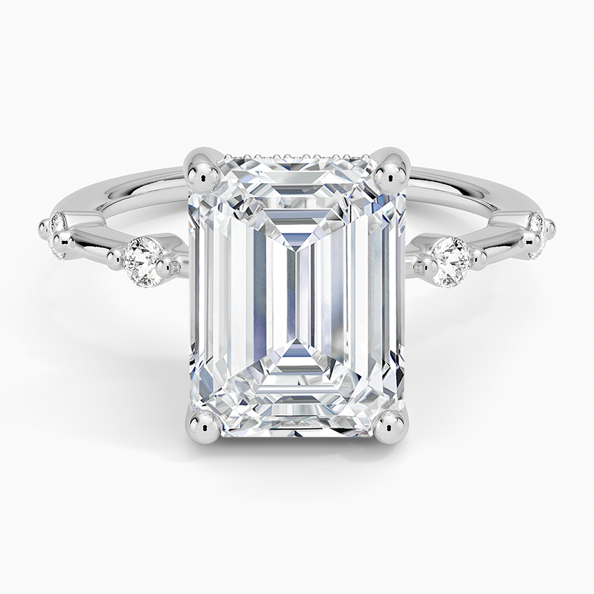 4.20 Emerald Kesim Hidden Halo Tasarım Tektaş Laboratuvar Pırlanta Yüzük - Zelora