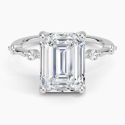 4.20 Emerald Kesim Hidden Halo Tasarım Tektaş Laboratuvar Pırlanta Yüzük - Zelora