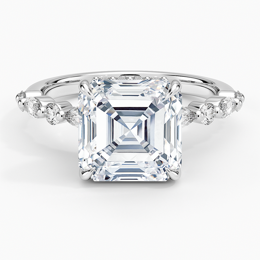 4.50 Karat Asscher Kesim Hidden Halo Tasarım Tektaş Laboratuvar Pırlanta Yüzük - Verona