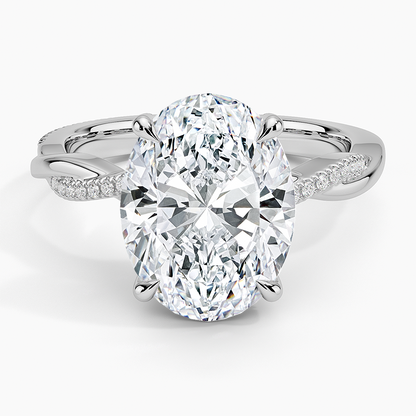 4.25 Karat Oval Kesim Hidden Halo Tasarım Tektaş Laboratuvar Pırlanta Yüzük 18K  - Talora
