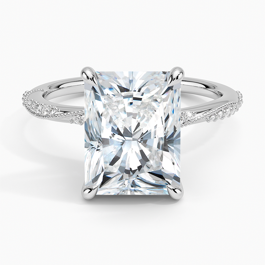 4.25 Karat Radiant Kesim Hidden Halo Tasarım Tektaş Laboratuvar Pırlanta Yüzük 18K  - Melora
