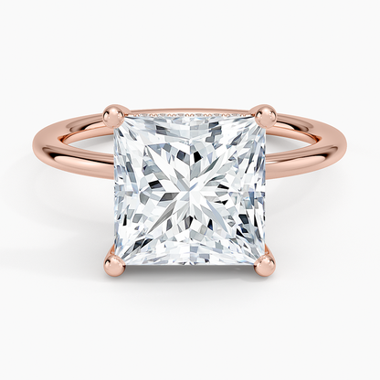 4.10 Prenses Kesim Hidden Halo Tasarım Tektaş Laboratuvar Pırlanta Yüzük - Melara