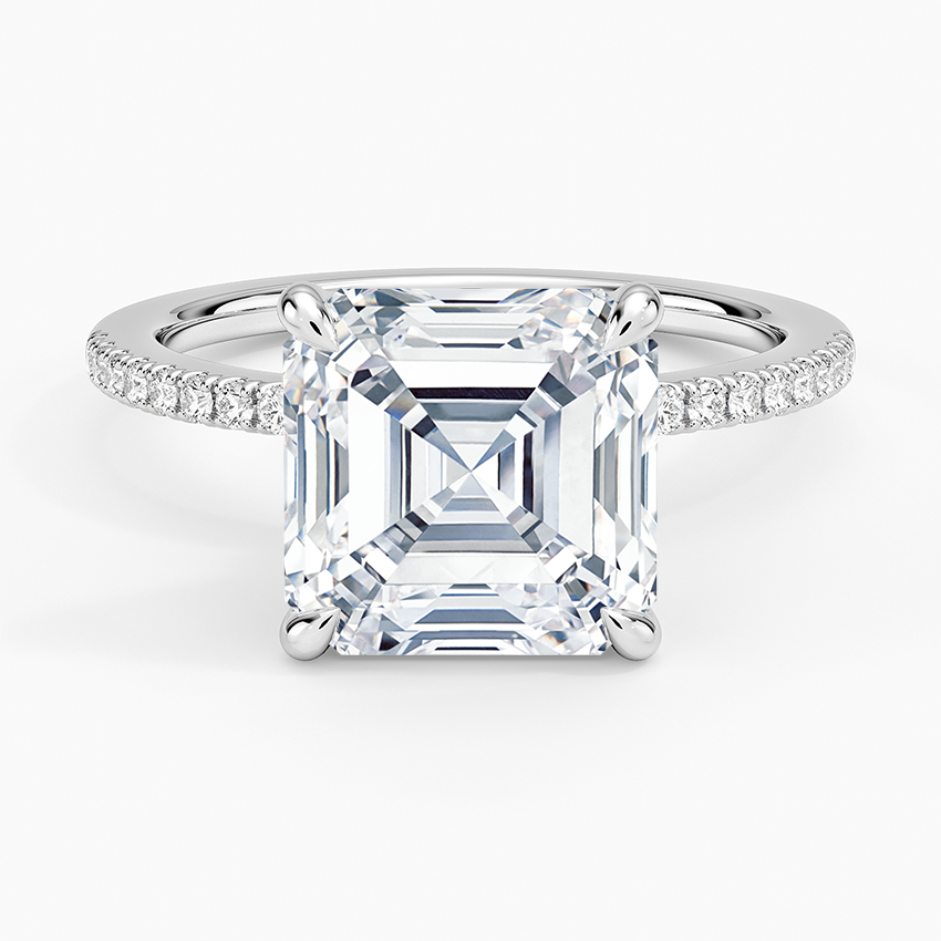 4.25 Karat Asscher Kesim Hidden Halo Tasarım Tektaş Laboratuvar Pırlanta Yüzük - Filora - Bold Diamonds