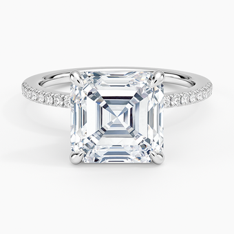 4.25 Karat Asscher Kesim Hidden Halo Tasarım Tektaş Laboratuvar Pırlanta Yüzük - Dublin