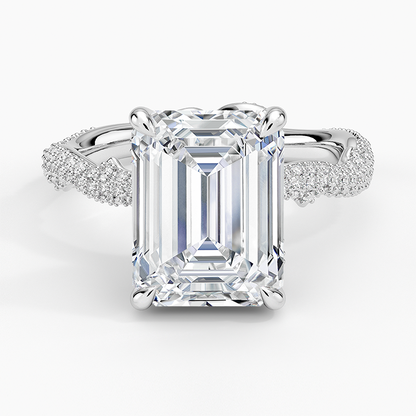 4.75 Emerald Kesim Hidden Halo Tasarım Tektaş Laboratuvar Pırlanta Yüzük - Filara