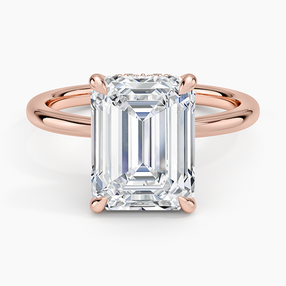 4.15 Emerald Kesim Hidden Halo Tasarım Tektaş Laboratuvar Pırlanta Yüzük - Vilora