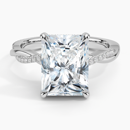 4.25 Karat Radiant Kesim Hidden Halo Tasarım Tektaş Laboratuvar Pırlanta Yüzük 18K  - Talora