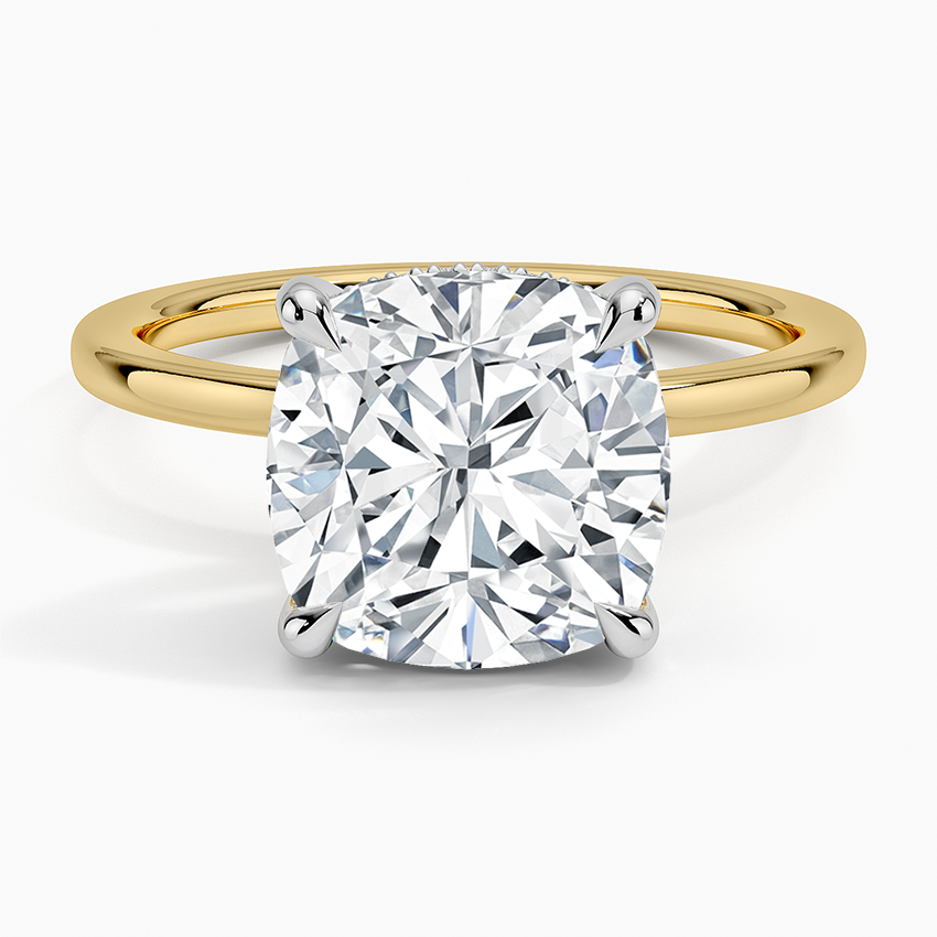 4.10 Karat Cushion Kesim Hidden Halo Tasarım Tektaş Laboratuvar Pırlanta Yüzük 18K  - Elora - Bold Diamonds
