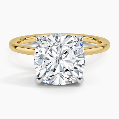 4.10 Karat Cushion Kesim Hidden Halo Tasarım Tektaş Laboratuvar Pırlanta Yüzük 18K  - Elora - Bold Diamonds