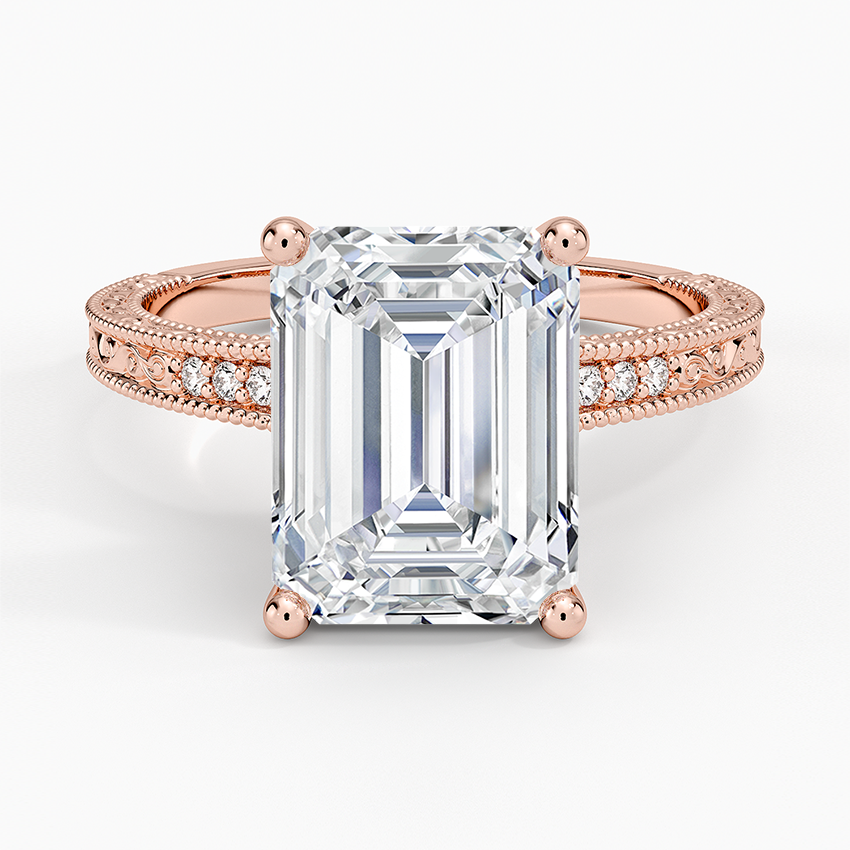 4.15 Karat Emerald Kesim Hidden Halo Tasarım Tektaş Laboratuvar Pırlanta Yüzük - Venice