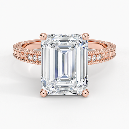 4.15 Emerald Kesim Hidden Halo Tasarım Tektaş Laboratuvar Pırlanta Yüzük - Silora