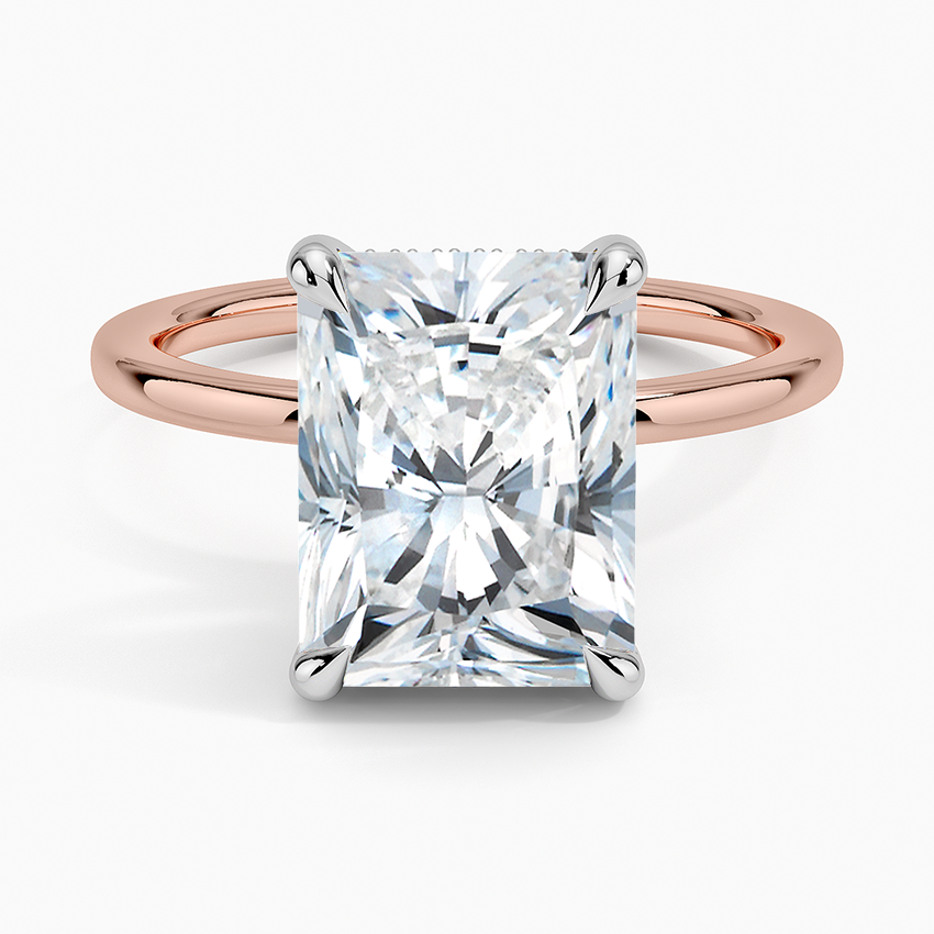 4.10 Karat Radiant Kesim Hidden Halo Tasarım Tektaş Laboratuvar Pırlanta Yüzük 18K  - Elora - Bold Diamonds