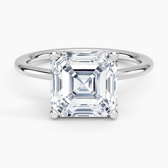 4.10 Karat Asscher Kesim Hidden Halo Tasarım Tektaş Laboratuvar Pırlanta Yüzük - Lucerne