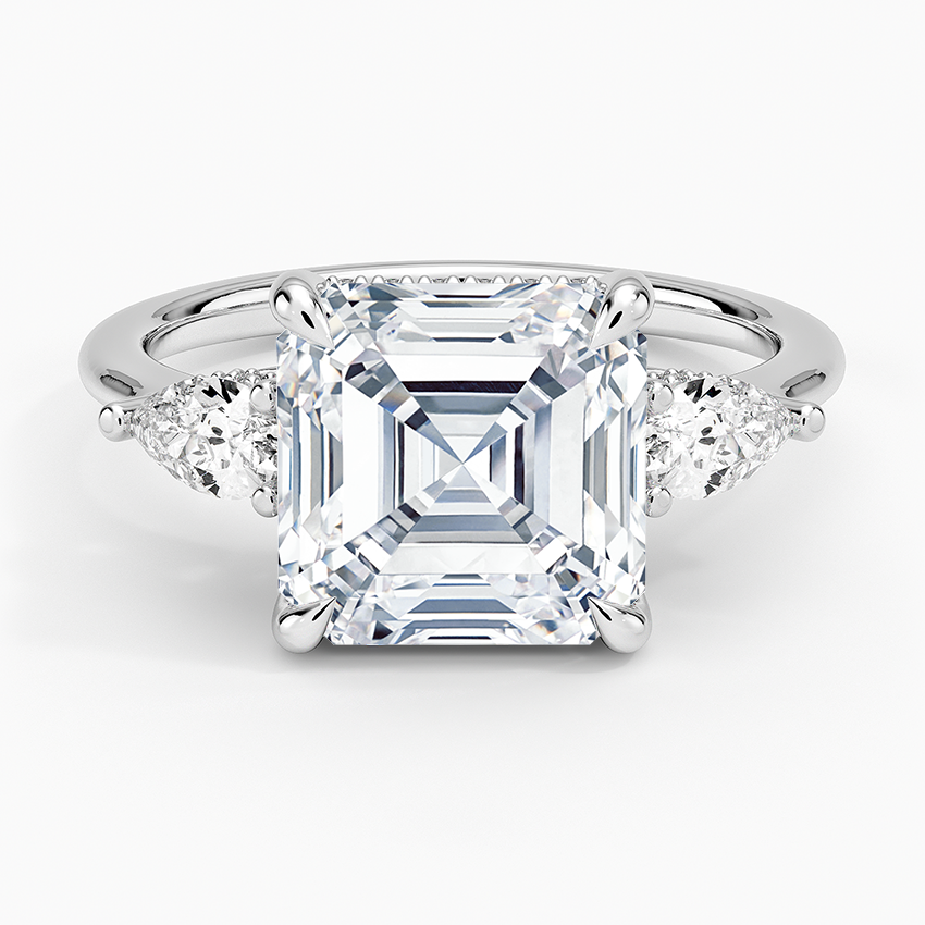 4.50 Asscher Kesim Hidden Halo Tasarım Tektaş Laboratuvar Pırlanta Yüzük - Nilora