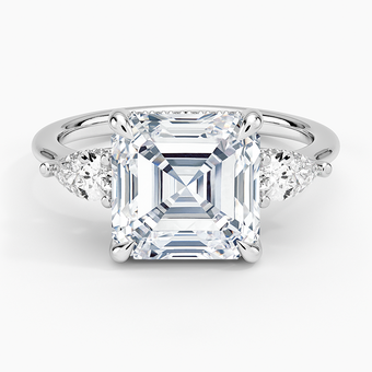 4.50 Karat Asscher Kesim Hidden Halo Tasarım Tektaş Laboratuvar Pırlanta Yüzük - Porto